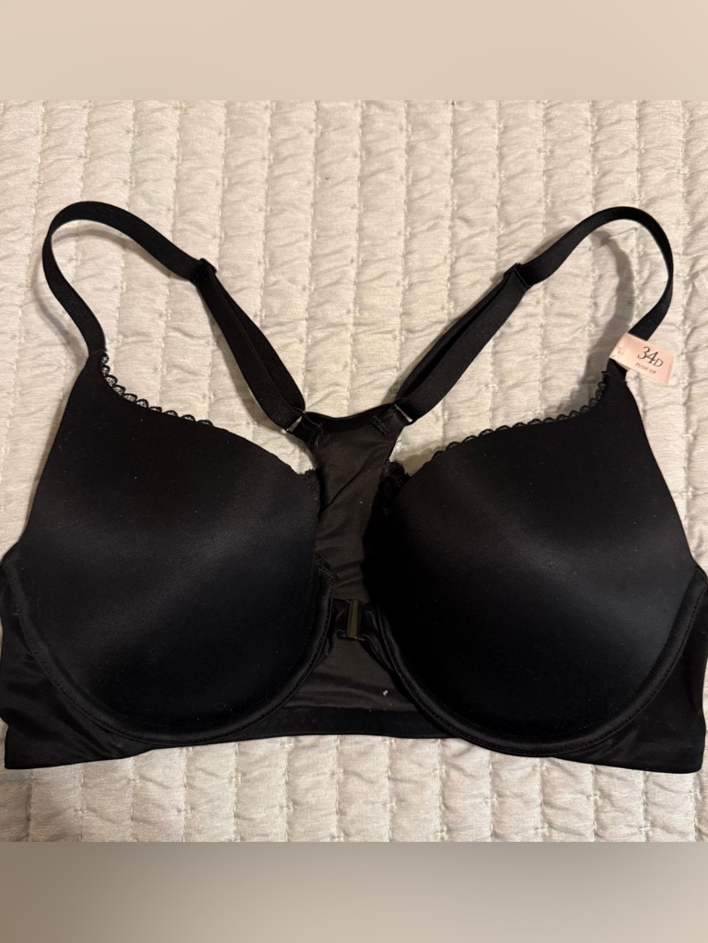 Victoria's Secret Black Racerback Bra Front Closure 34D